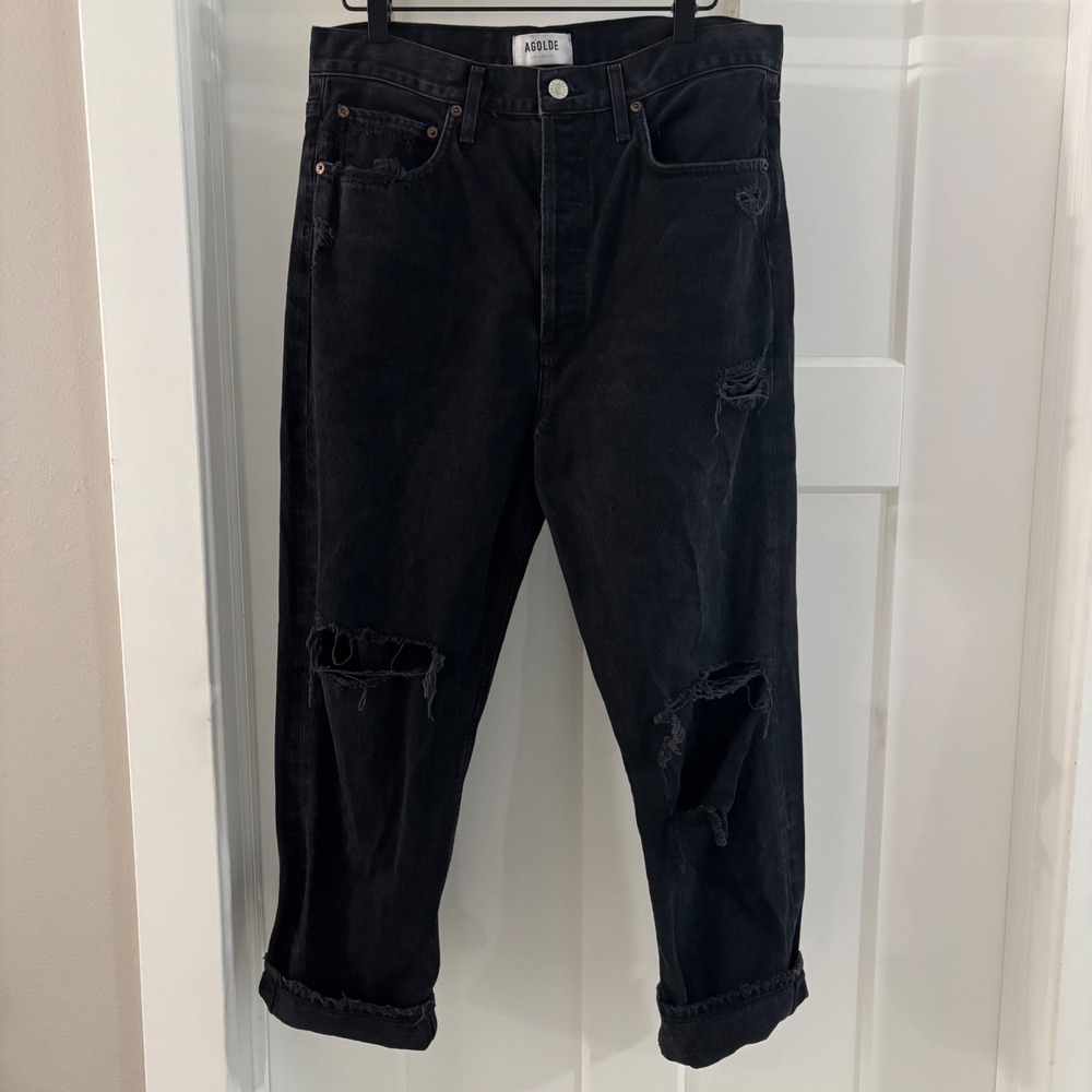 Agolde Black Distressed Ankle Jeans